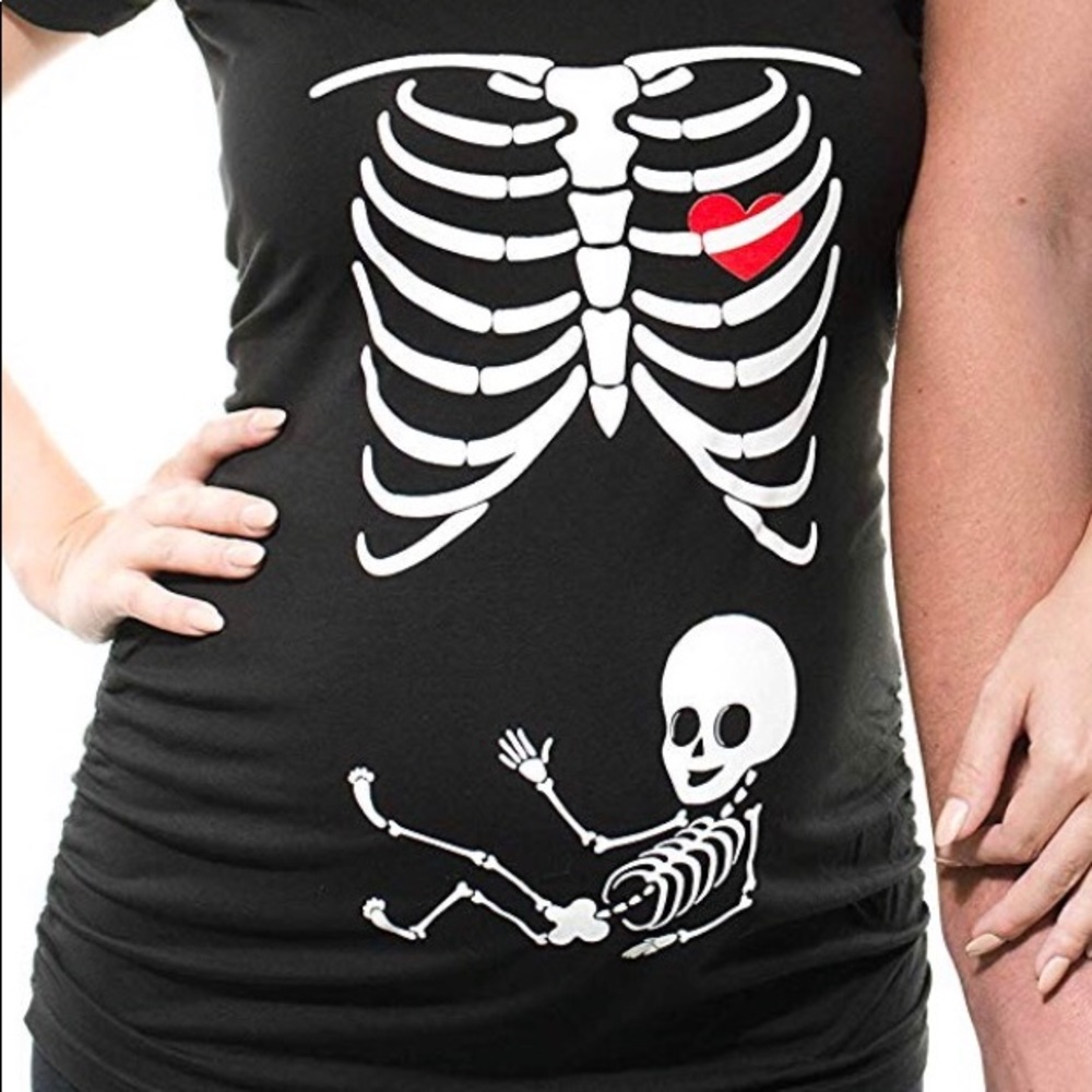 Halloween skeleton maternity shirt